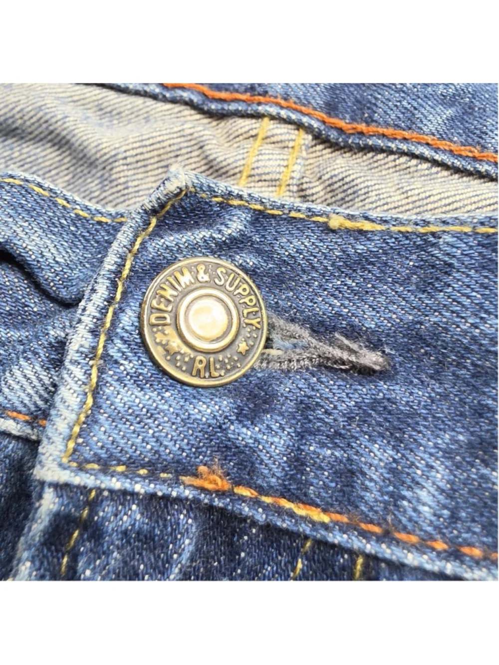 Denim & Supply Ralph Lauren Tapered Straight Jeans Mens Blue Distressed Flag 40